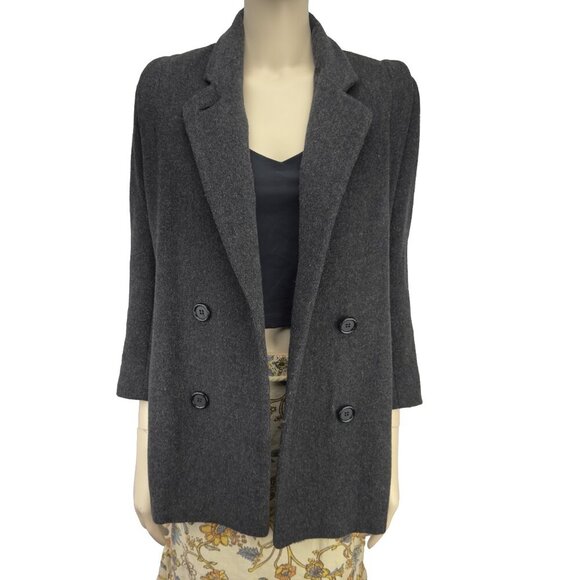 VINTAGE Pavillon Luxury Wool Gray 80’s 90’s Power Shoulders Tailored Jacket S - Picture 4 of 9